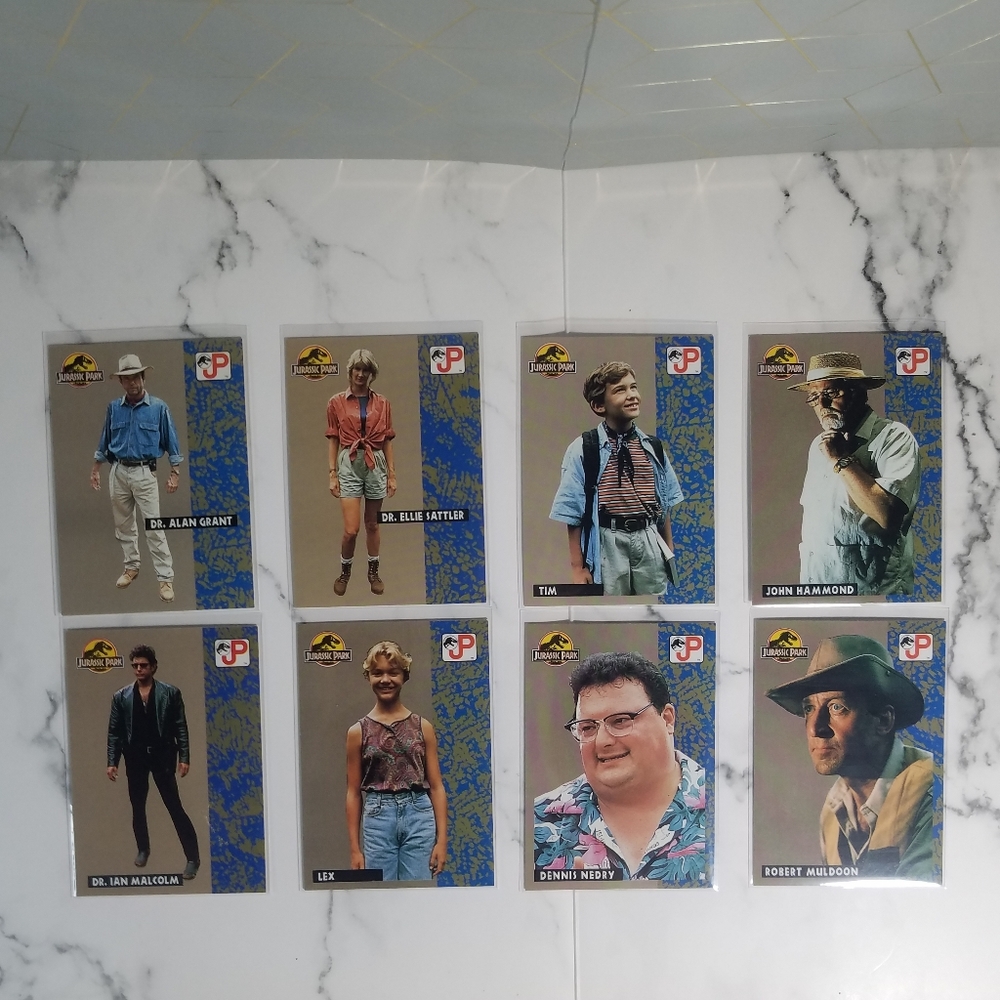 90s Vintage JP Topps Trading Cards Lot of 8 Jurassic Park Movie Cards Lot # 5